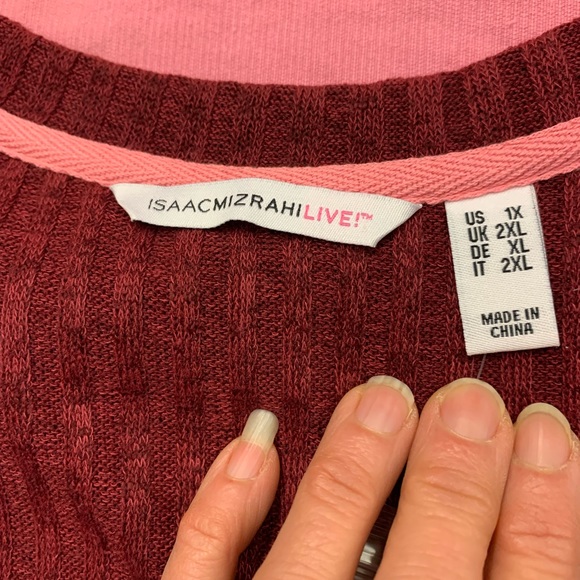 IsaacMizrahiLive plus size, long sleeve, v neck, button down cardigan - Picture 2 of 8